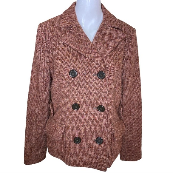Gap Herringbone Jacket Double Breasted Brown / Multi Size 10 - Picture 1 of 8